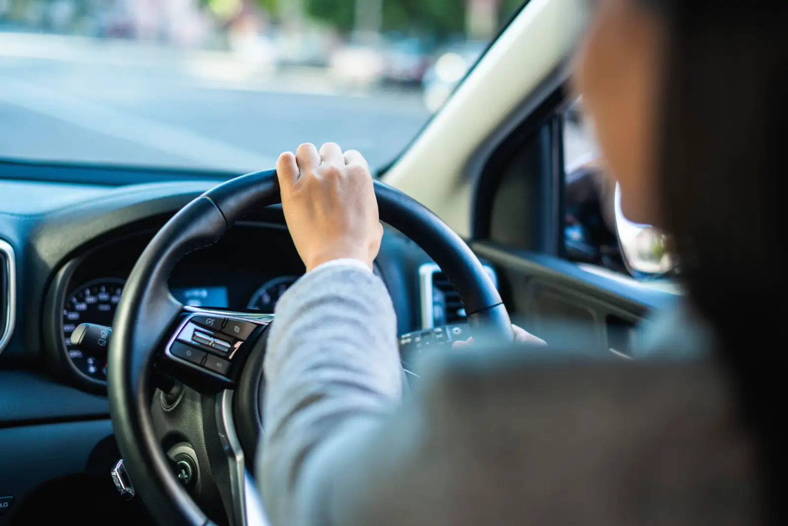 Driver developing confidence during a driving lesson in Beeston
