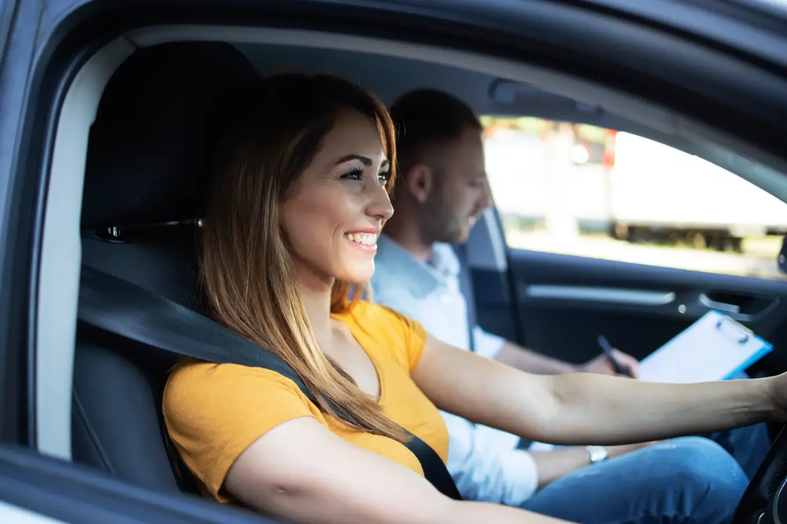 Learner driver during a driving lesson in Chilwell