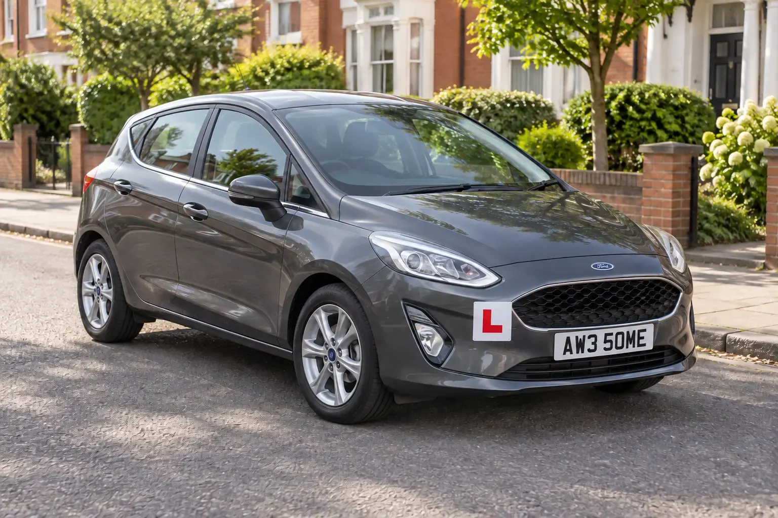 Grey Ford Fiesta AW3 5OME used for manual driving lessons with a driving instructor in Derby
